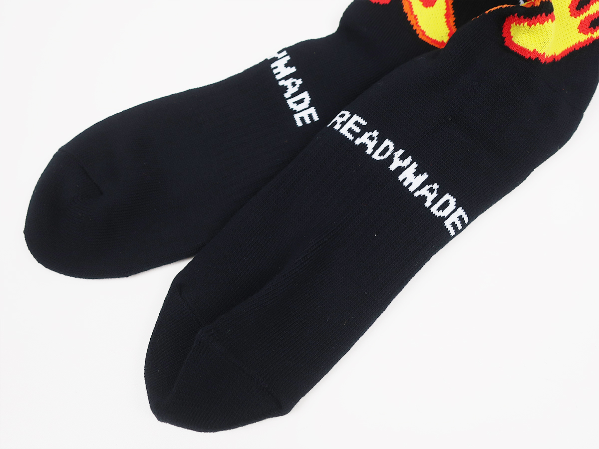 READYMADE 3P CREW SOCKS FIRE (BLACK) - レッグウェア